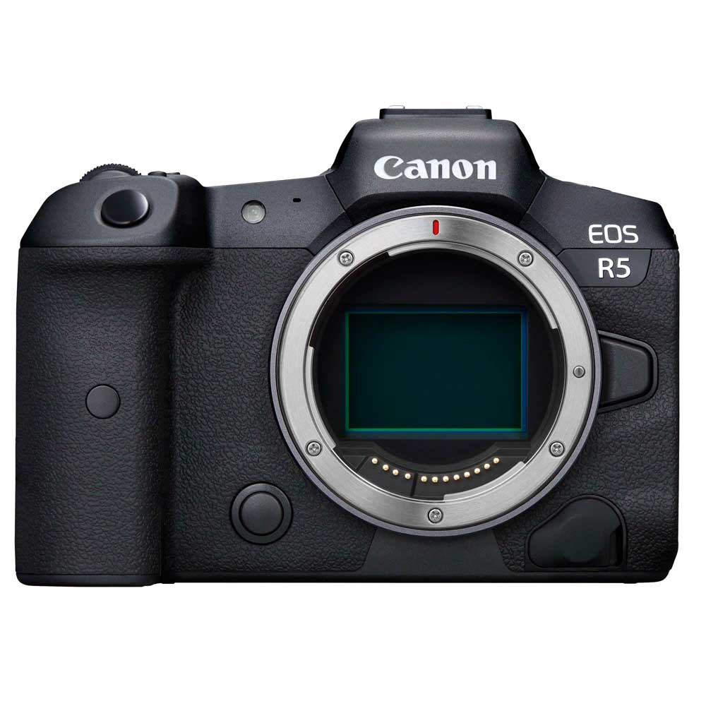 Canon EOS R5 with sensor showing